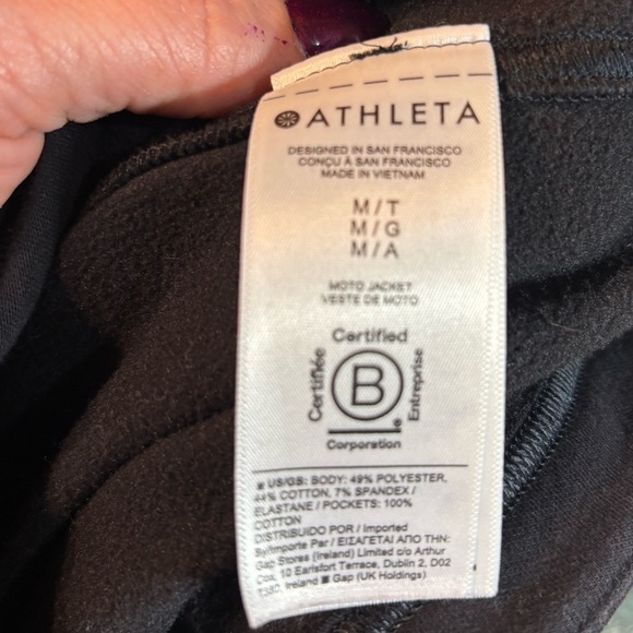 Athleta Full Zip Casual Moto Jacket Womens Size Med Black Minimalist Athleisure - Picture 6 of 6